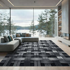 Industrial Silver Interlocked Metallic Weave Rug