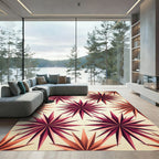 Crimson Starburst Geometric Arrangement Rug