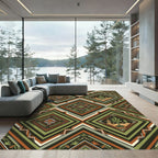 Earthy Southwestern Geometric Succulent Diamond Grid Rug