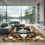 Elegant Black White Tuxedo Cat Portrait Rug