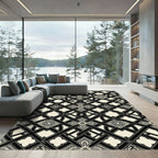 Gothic Black and Cream Lattice Tile Rug