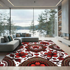 Crimson Cherry Blossom Victorian Medallion Rug