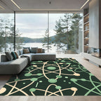 Minimalist Sage Green Atomic Orbit Illustration Rug