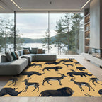 Black Wildlife Savannah Animal Silhouette Rug