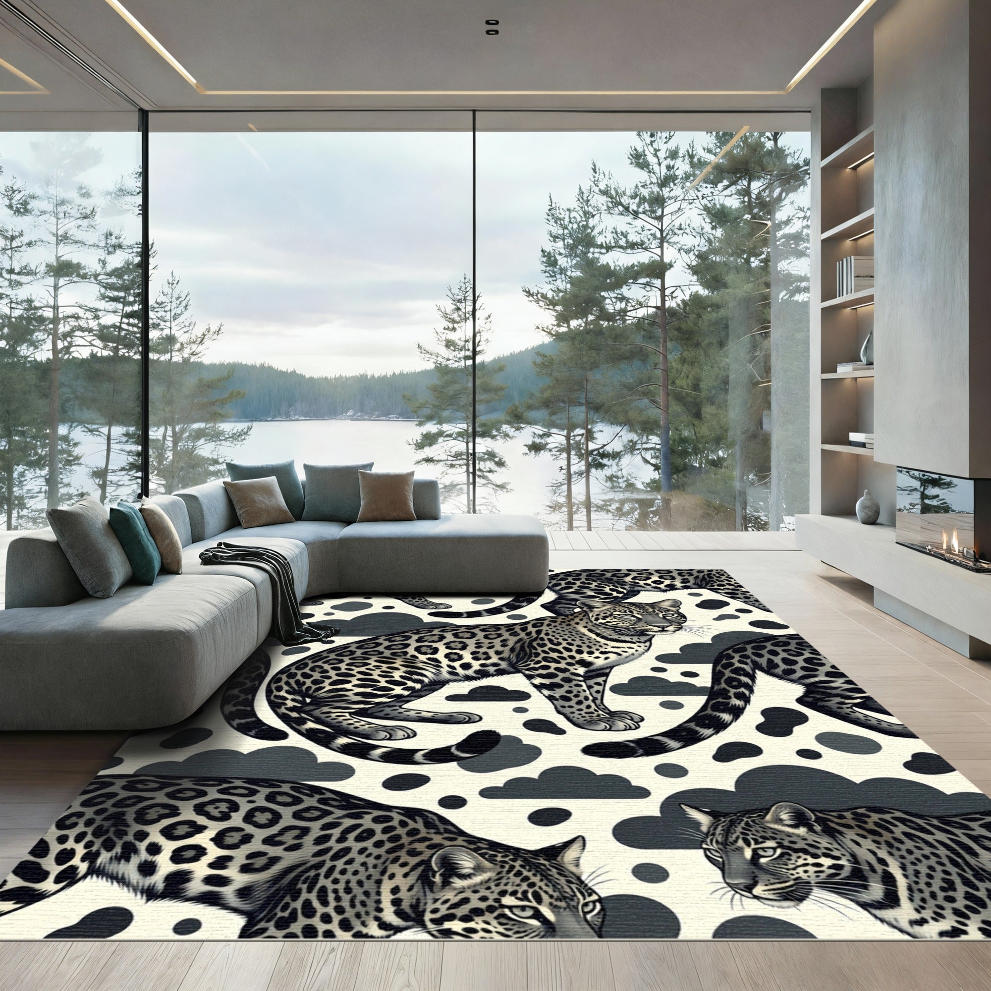 Leopard Spots with Midnight Clouds Rug