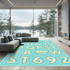 Light Blue Alphanumeric Folio Rug