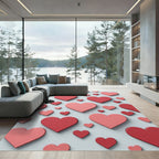 Charming Floating Romantic Pink Heart Decor Rug