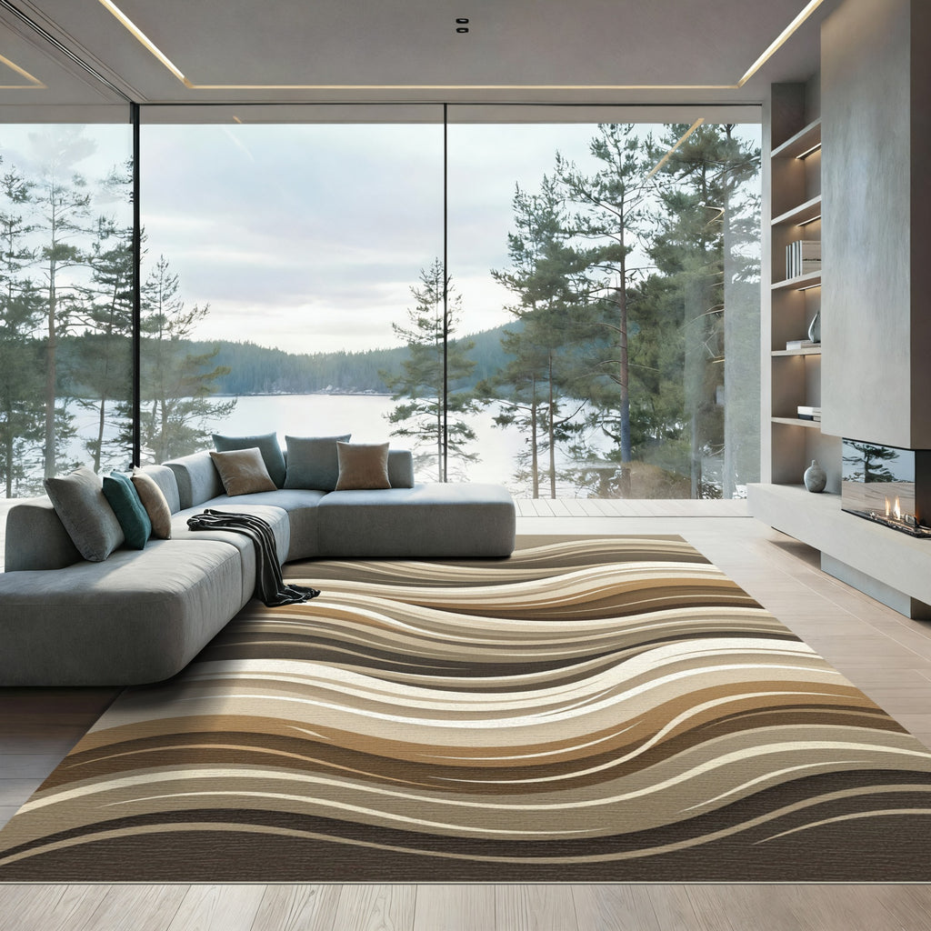 Earthy Tone Abstract Swirl Rug