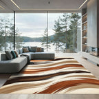 Earthy Tone Brushstroke Waves Rug
