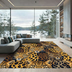 Golden Leopard Face Animal Spot Rug