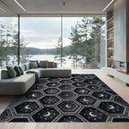 Dark Hexagonal Moon Starscape Rug