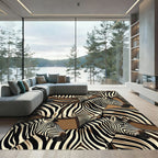 Monochromatic Zebra Stripes Wildlife Rug