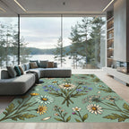 Whimsical Wildflower Bouquet Field Garden Rug