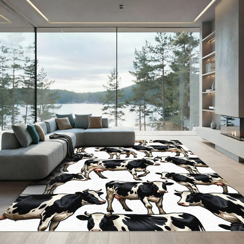 Black and White Holstein Cow Herd Rug