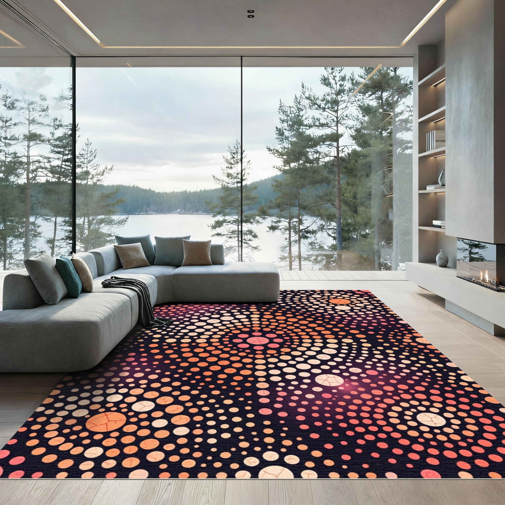 Warm Orange Dot Gradient Array Rug