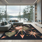 Coral And Olive Heart Arrow Burst Rug