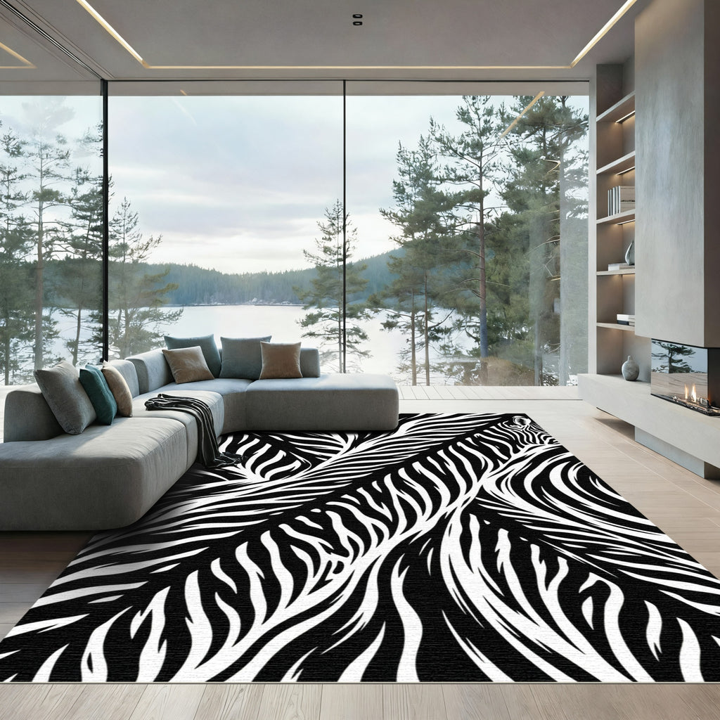 Monochromatic Bold Zebra Stripes Rug