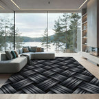 Charcoal Woven Herringbone Texture Rug