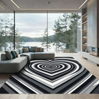 Monochrome Infinity Heart Optical Illusion Rug