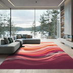Warm Coral Smoke Waves Rug
