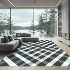 Modern Gray Plaid Diagonal Rug