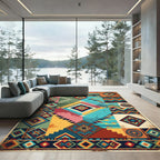Vibrant Geometric Southwestern Multicolored Diamond Art Rug