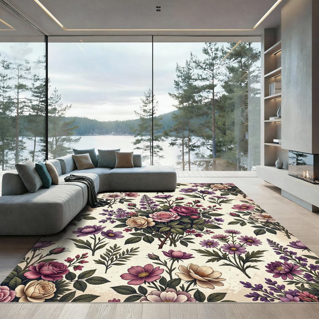 Vintage Romantic Mixed Floral Bouquet Rug