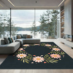 Pink Daisy Wreath with Hearts Rug