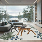 Whimsical Forest Deer Meadow Arrangement Rug