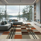 Modern Earthy Tonal Plaid Check Rug