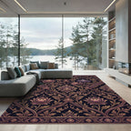 Elegant Violet Floral Damask Scroll Rug