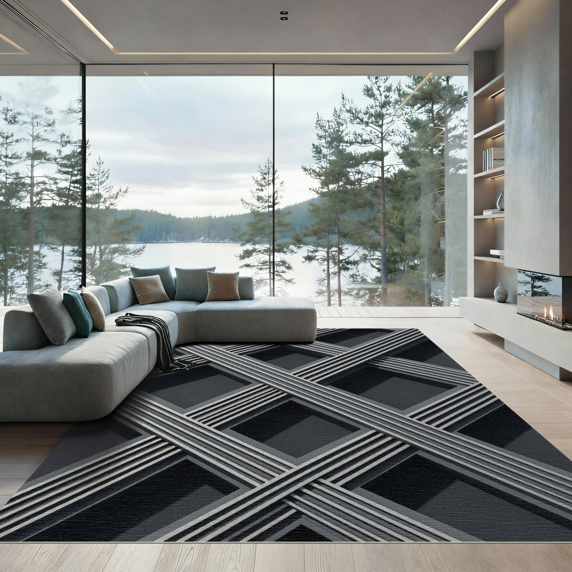 Monochromatic Gray Geometric Intersecting Linear Rug