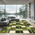 Green Plaid Speckled Block Rug