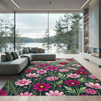 Vibrant Pink Cosmos Garden Bloom Rug