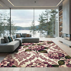 Vintage Mauve Hydrangea Damask Floral Rug
