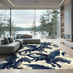 Cerulean Floating Dragon Mythical Creature Rug