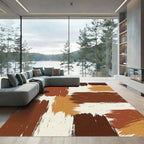 Abstract Earthy Brown Brush Stroke Rug