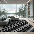 Modern Monochrome Diagonal Stripe Abstract Rug