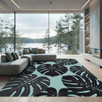 Lush Dark Tropical Monstera Leaf Rug