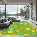 Green Yellow Orange Polka Dots Rug