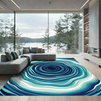 Deep Blue Circular Ocean Swirl Rug