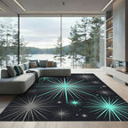 Modern Teal and Gray Starburst Rug