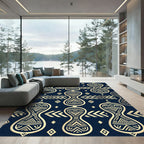 Navy Blue Hourglass Geometric Tribal Rug