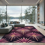Radiant Pink Gold Art Deco Fan Rug