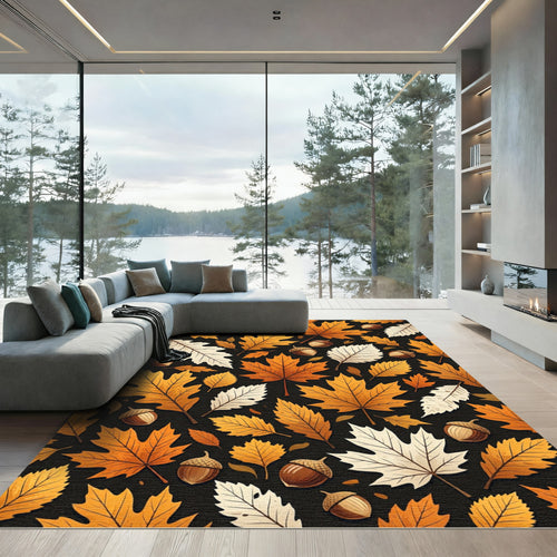Autumn Harvest Leaves and Acorns Rug
