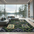 Gothic Emerald Leaf Shield Wallpaper Rug