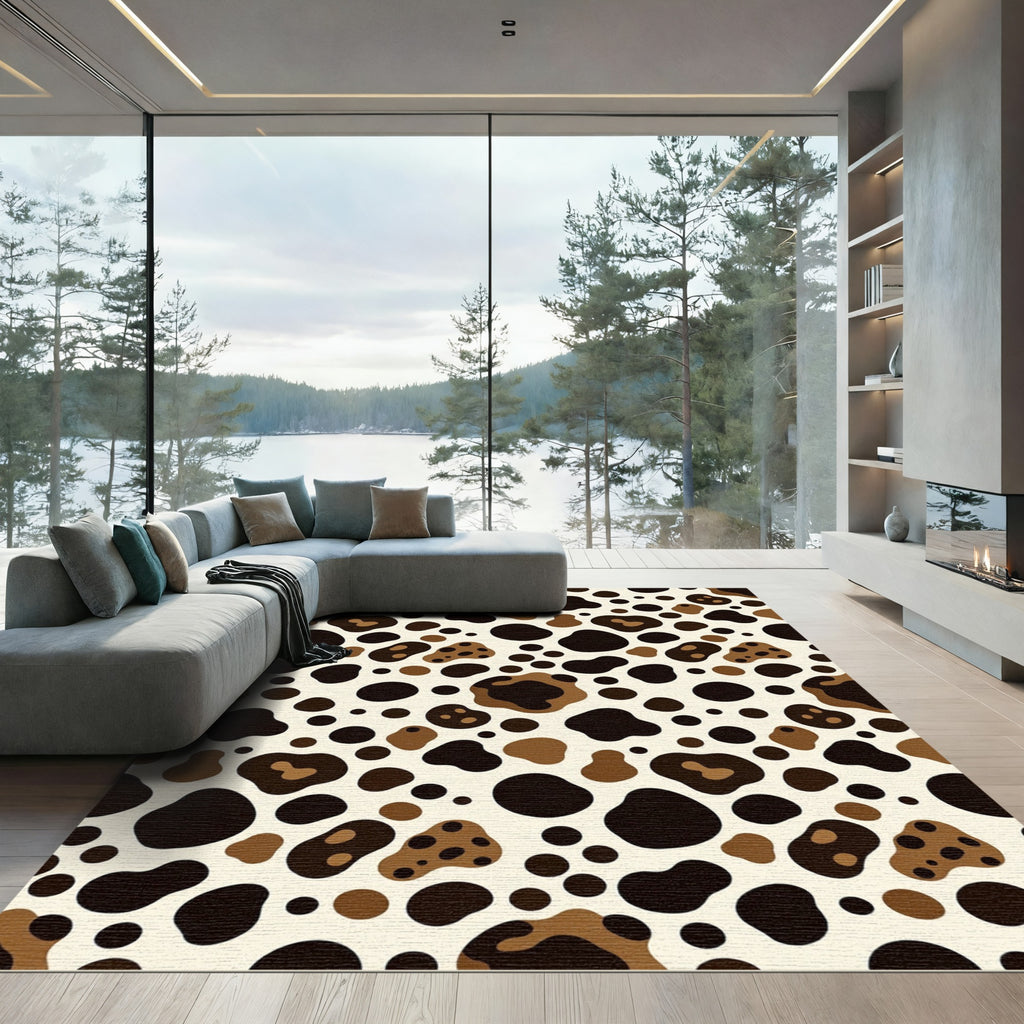 Modern Earthy Brown Leopard Spot Rug