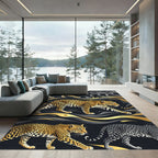 Golden Spotted Leopard Noir Wave Rug