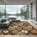 Earthy Tone Geometric Arrow Medallion Rug
