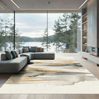 Neutral Watercolor Landscape Brushstroke Art Rug